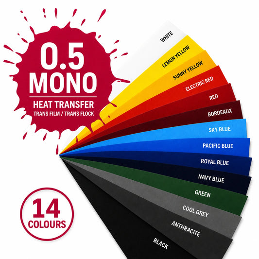 0.5 Mono Heat Transfer Film & Flock - full colour range